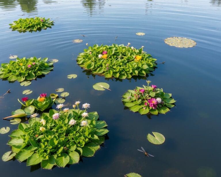 Schwimmende Pflanzeninseln für naturnahe Teiche