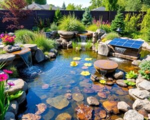 Solarbetriebene Wasserläufe für moderne Gartenteiche