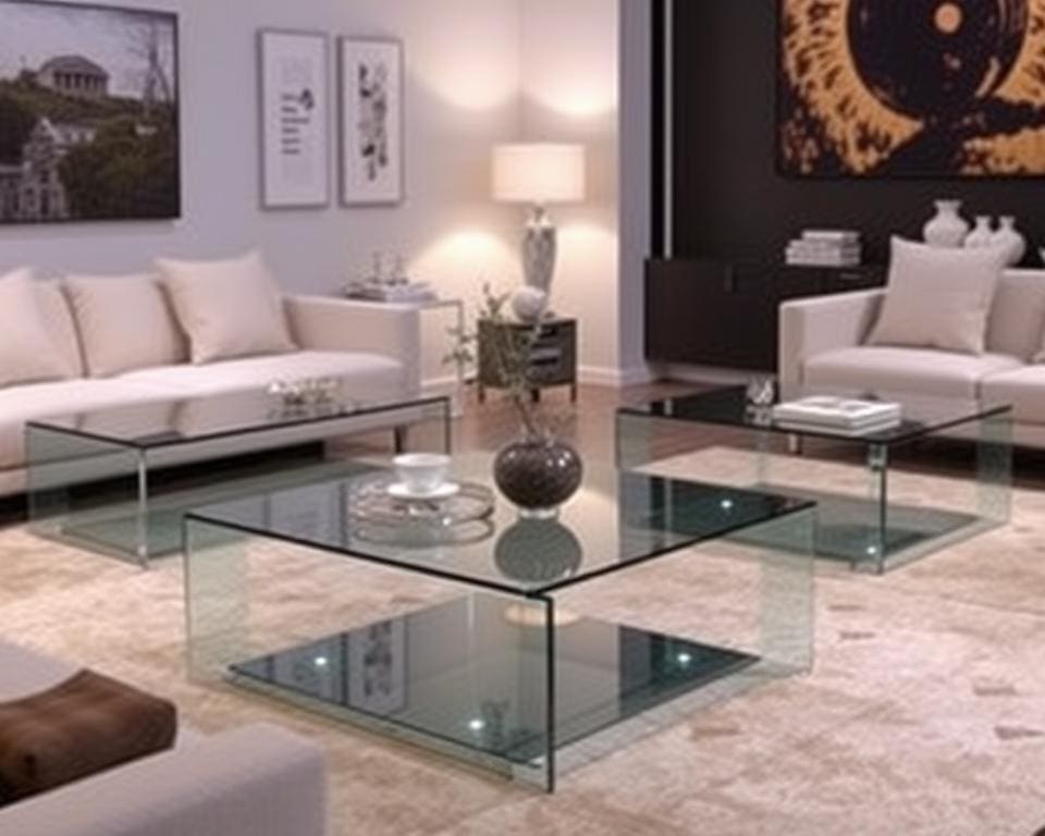 elegante Glas Couchtische