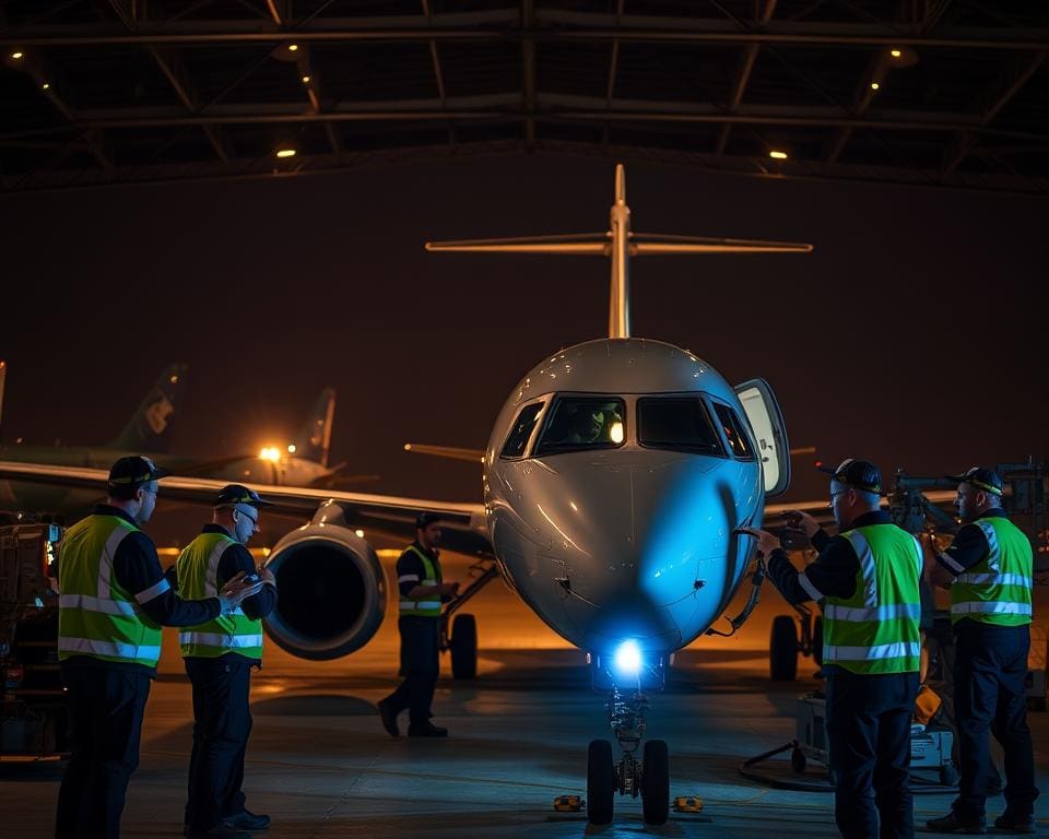 Effizienz Nachtschicht Flugzeugwartung