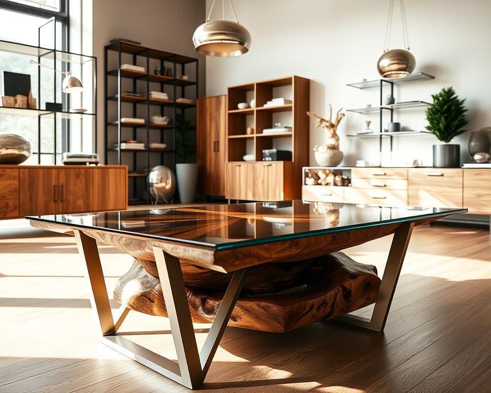 Wie kombinierst du Holz, Glas und Metall im Interior?